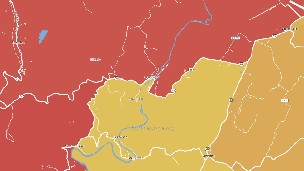 Deer Creek, WV Map of Drug-Related Crime Rates