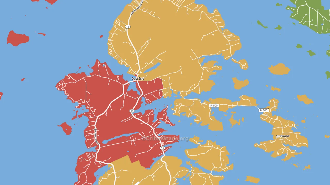 Deer Isle, ME Map of Drug-Related Crime Rates