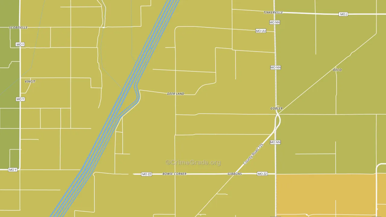 Deer Land, MO Map of Drug-Related Crime Rates