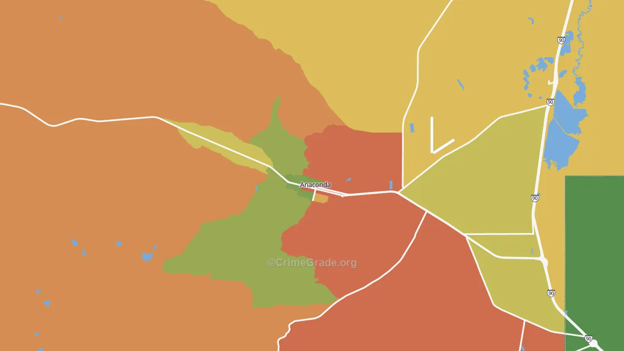 Deer Lodge County, MT Map of Drug-Related Crime Rates