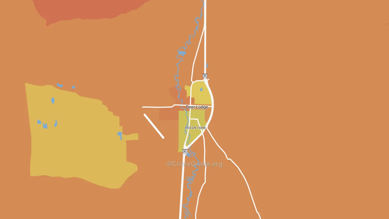 Deer Lodge, MT Map of Drug-Related Crime Rates