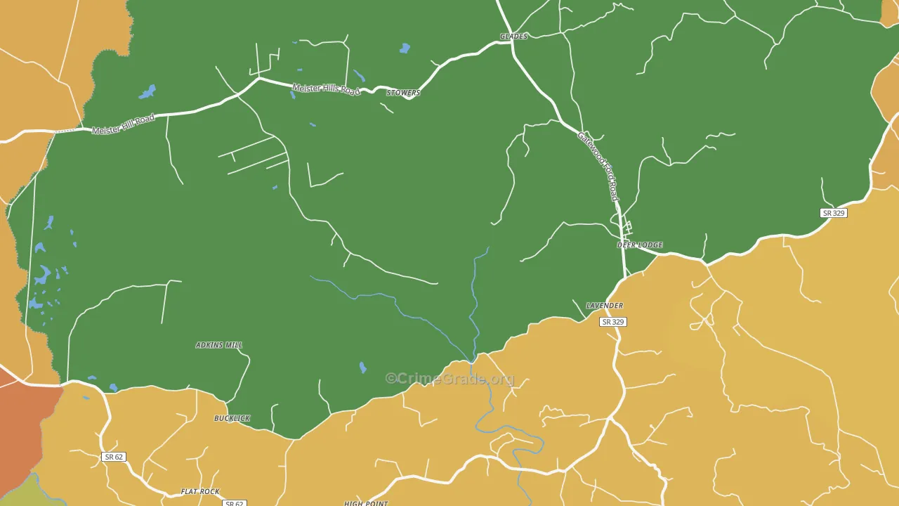 Deer Lodge, TN Map of Drug-Related Crime Rates