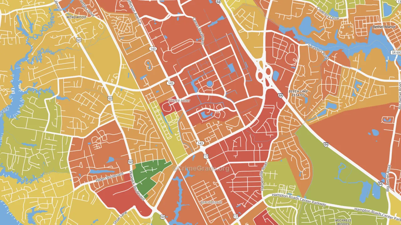 Deer Park, Newport News, VA Map of Drug-Related Crime Rates