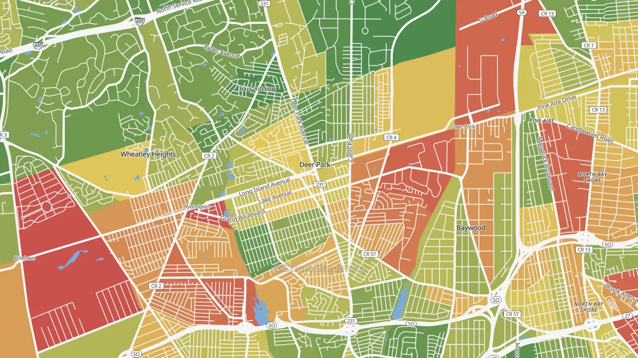 Deer Park, NY Map of Drug-Related Crime Rates