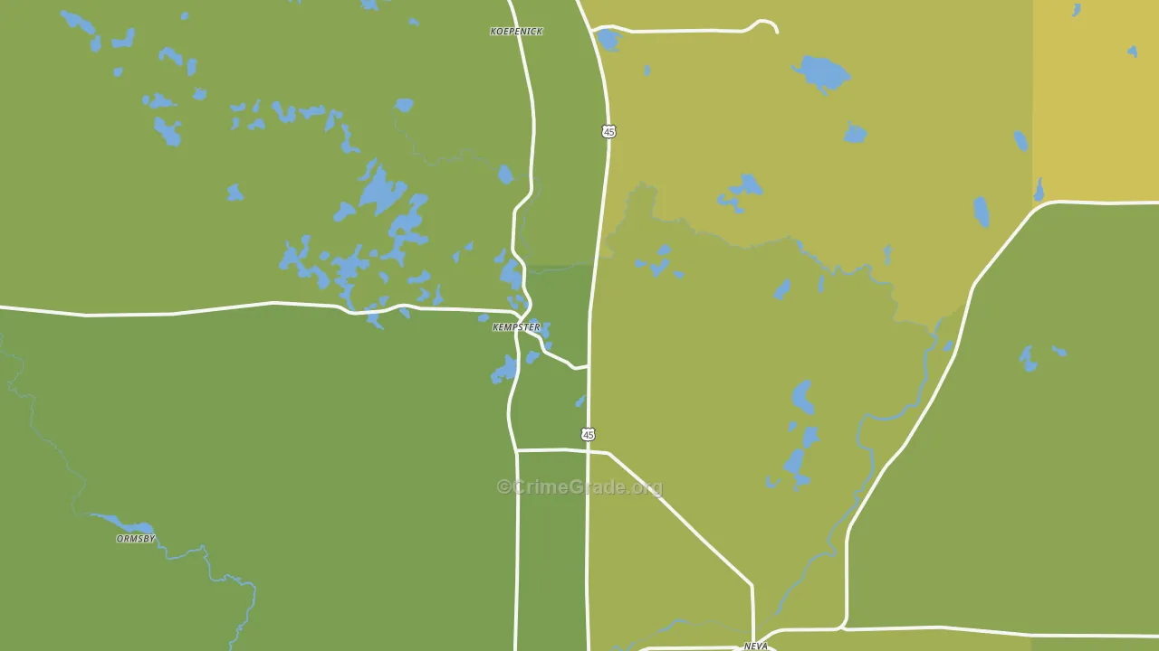 Deerbrook, WI Map of Drug-Related Crime Rates