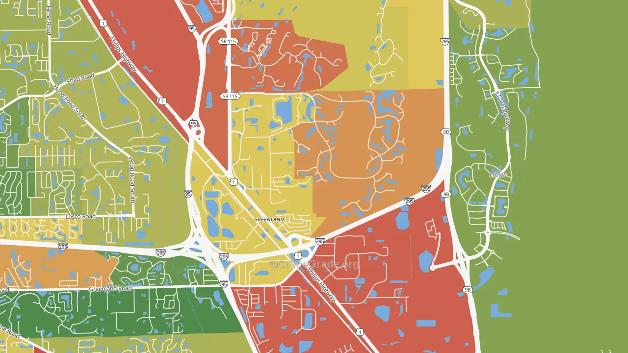 Deercreek, Jacksonville, FL Map of Drug-Related Crime Rates
