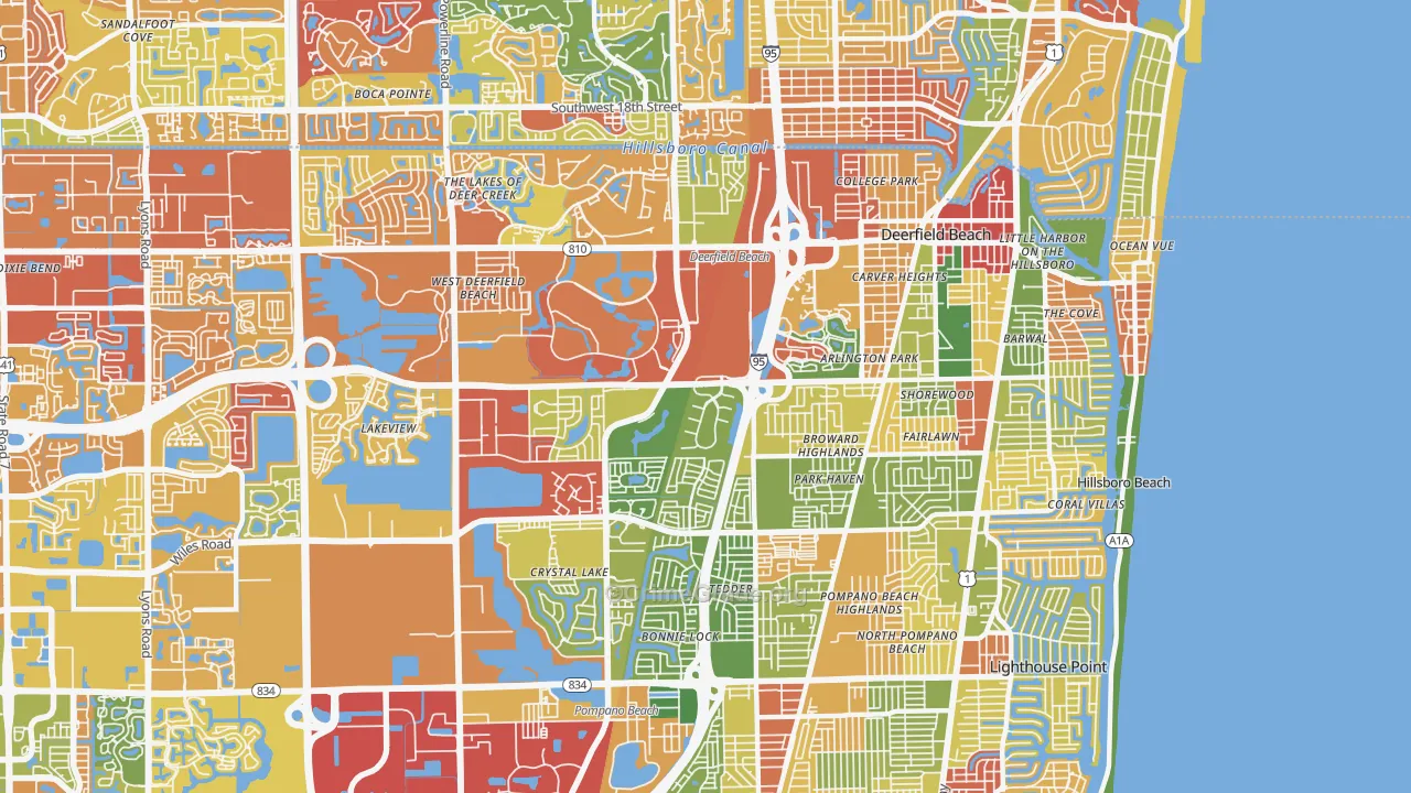 Deerfield Beach, FL Map of Drug-Related Crime Rates