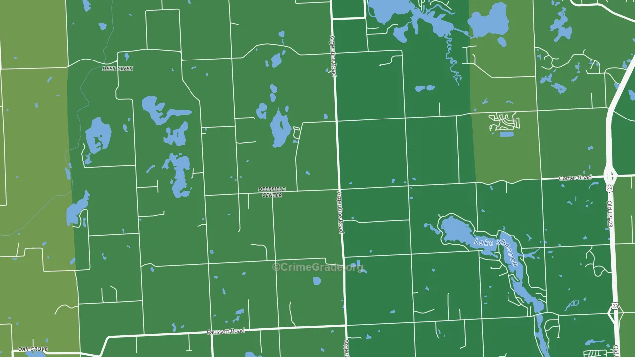 Deerfield Center, MI Map of Drug-Related Crime Rates