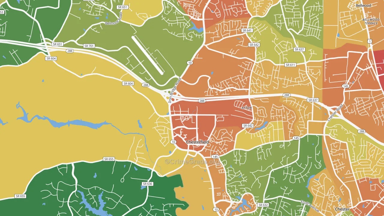 Deerfield Estates, VA Map of Drug-Related Crime Rates