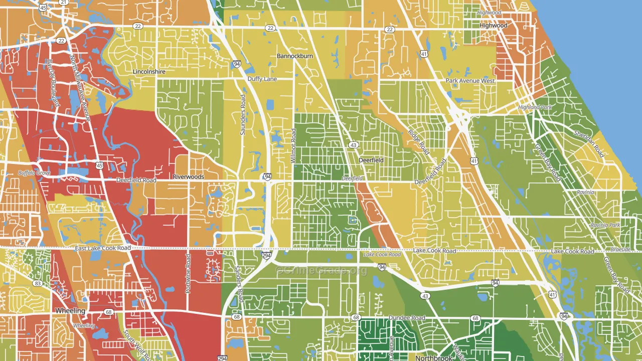 Deerfield, IL Map of Drug-Related Crime Rates