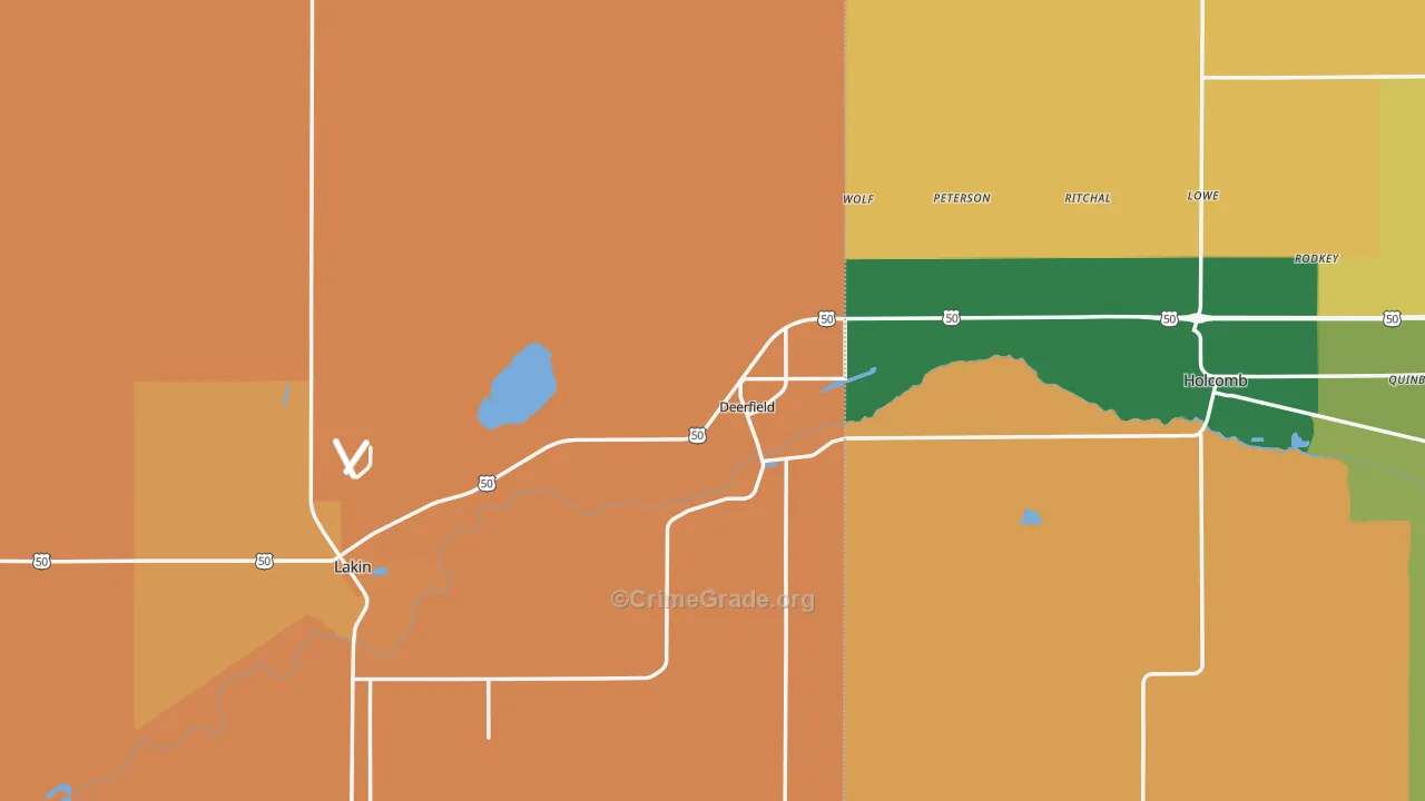 Deerfield, KS Map of Drug-Related Crime Rates