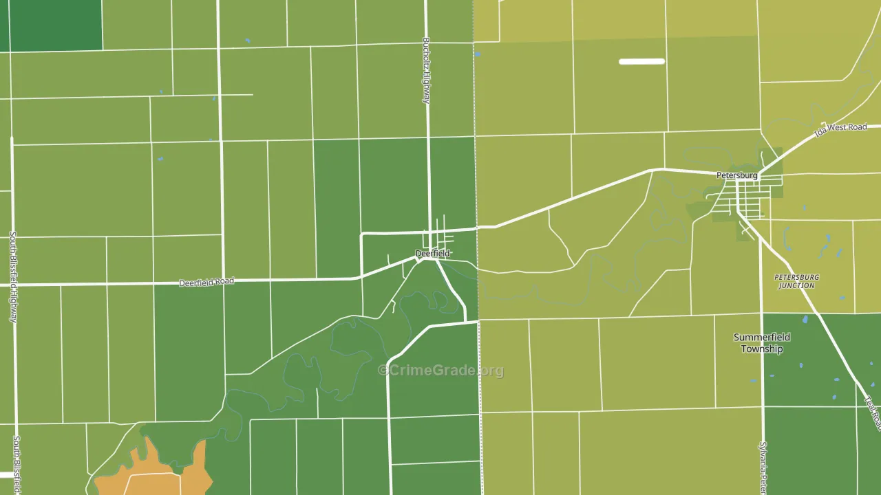 Deerfield, MI Map of Drug-Related Crime Rates