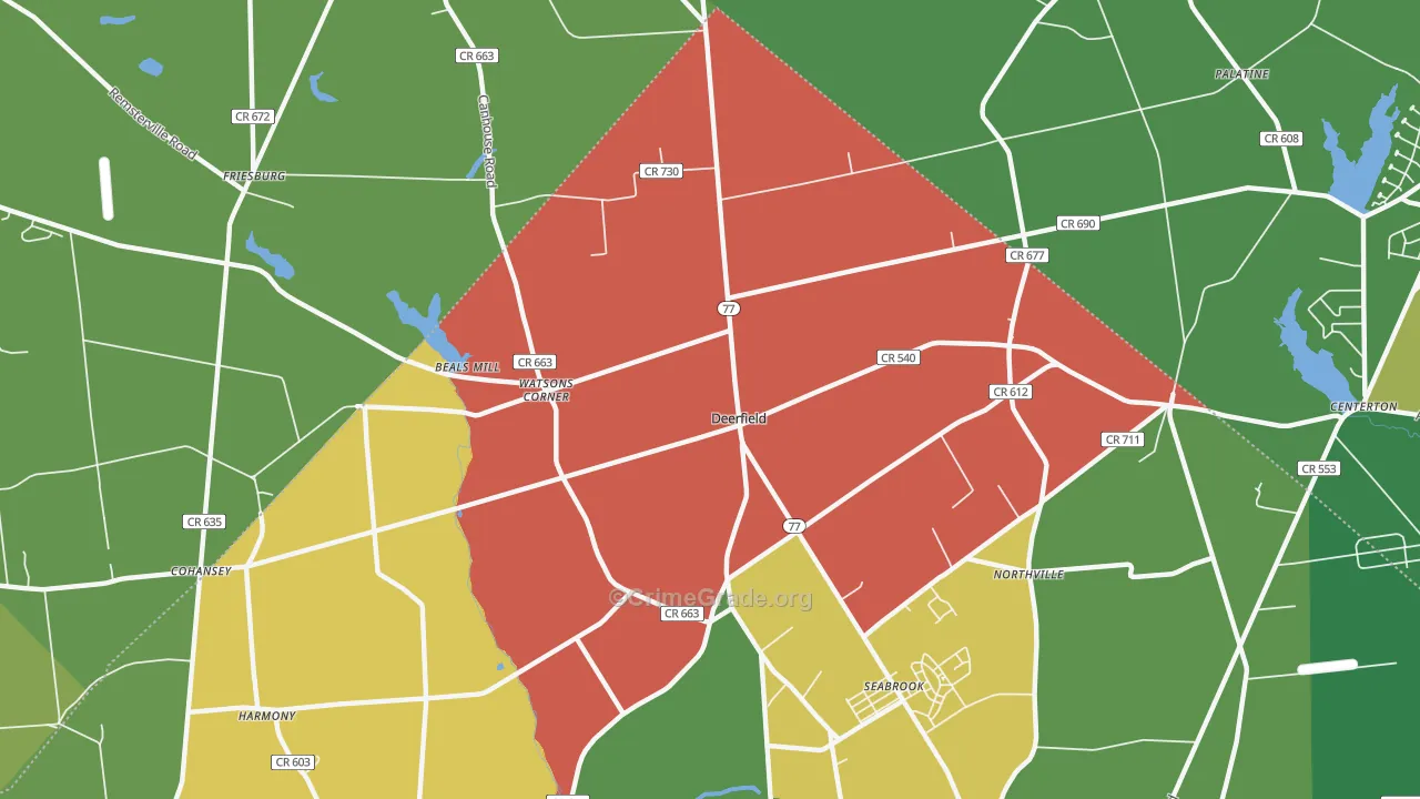 Deerfield Street, NJ Map of Drug-Related Crime Rates