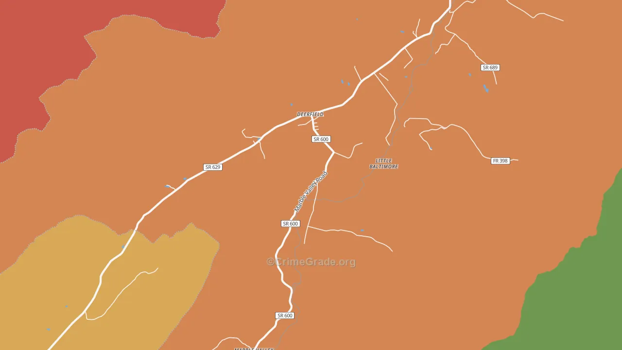 Deerfield, VA Map of Drug-Related Crime Rates
