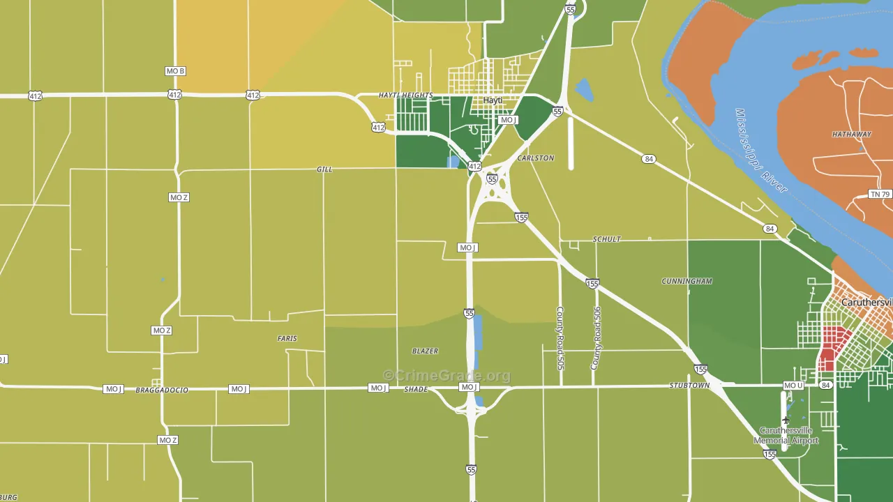 Deering, MO Map of Drug-Related Crime Rates