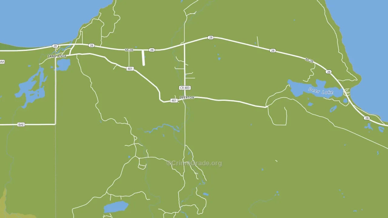 Deerton, MI Map of Drug-Related Crime Rates