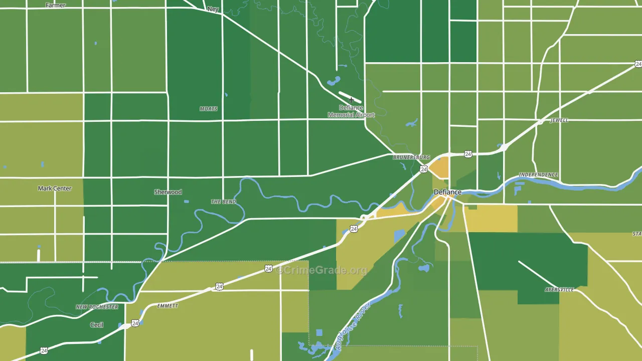 Defiance County, OH Map of Drug-Related Crime Rates