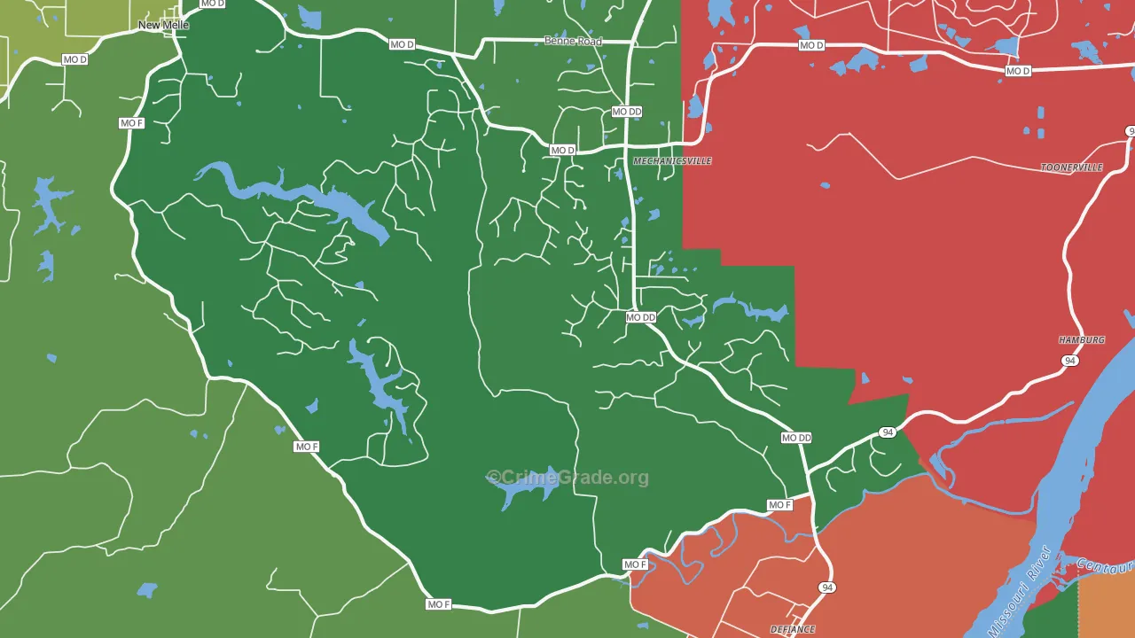 Defiance, MO Map of Drug-Related Crime Rates
