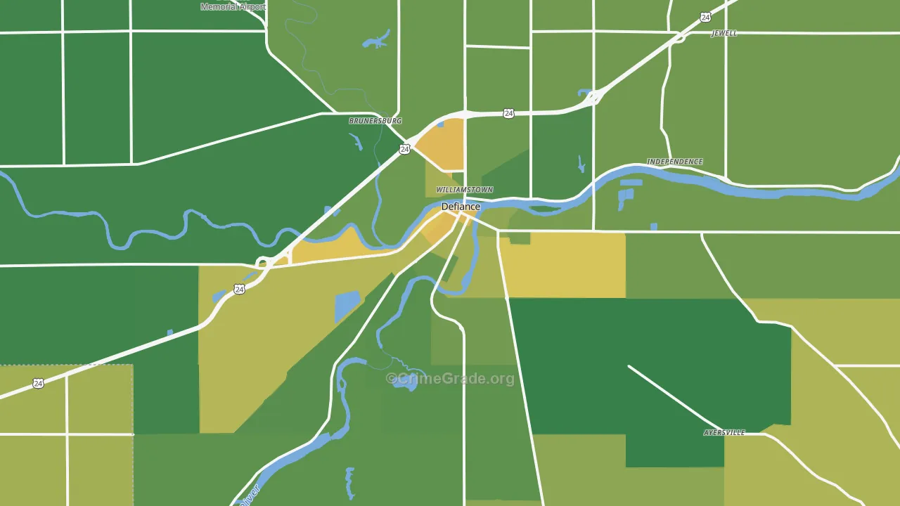 Defiance, OH Map of Drug-Related Crime Rates