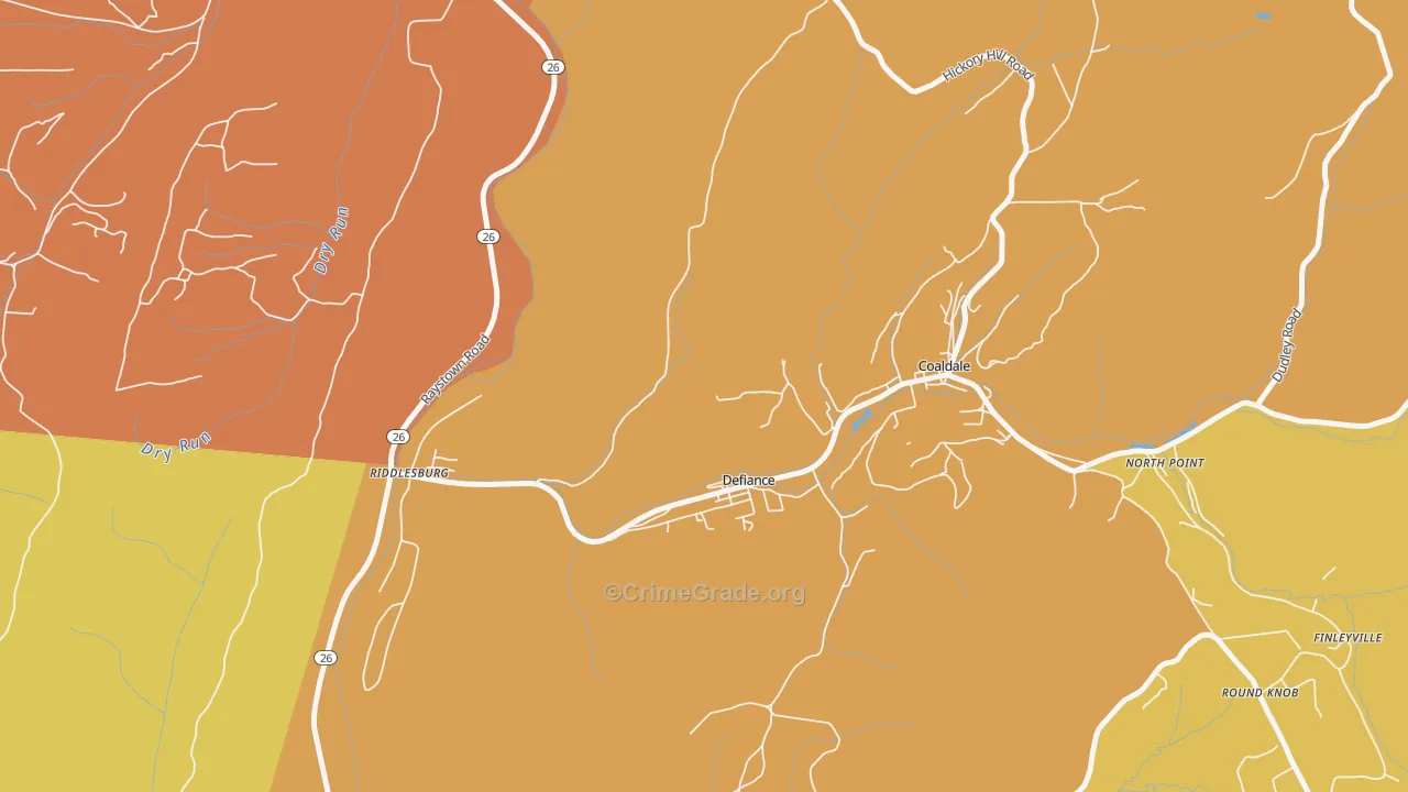 Defiance, PA Map of Drug-Related Crime Rates