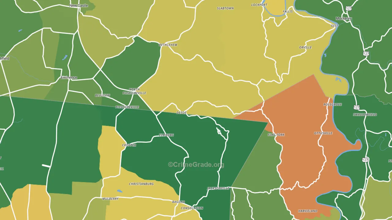 DeFoe, KY Map of Drug-Related Crime Rates