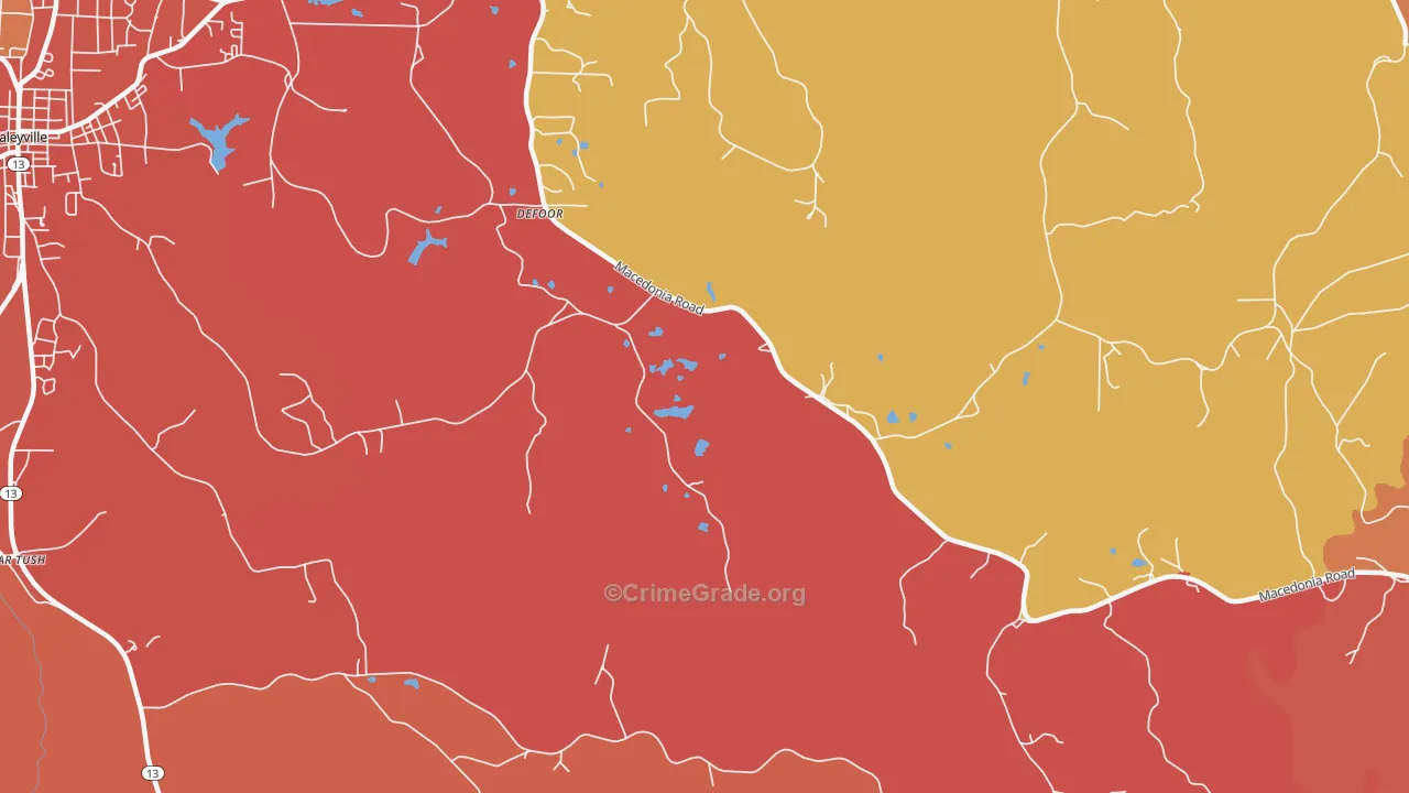 DeFoor, AL Map of Drug-Related Crime Rates