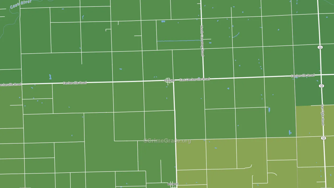 DeFord, MI Map of Drug-Related Crime Rates