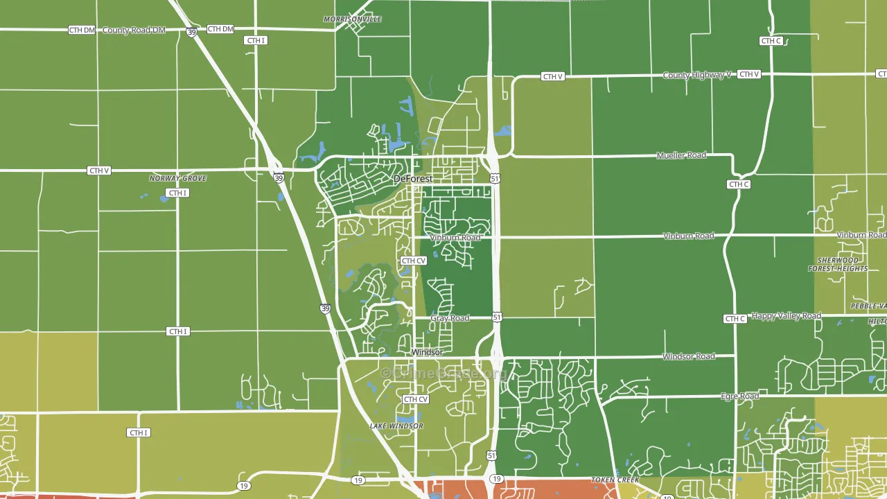 DeForest, WI Map of Drug-Related Crime Rates