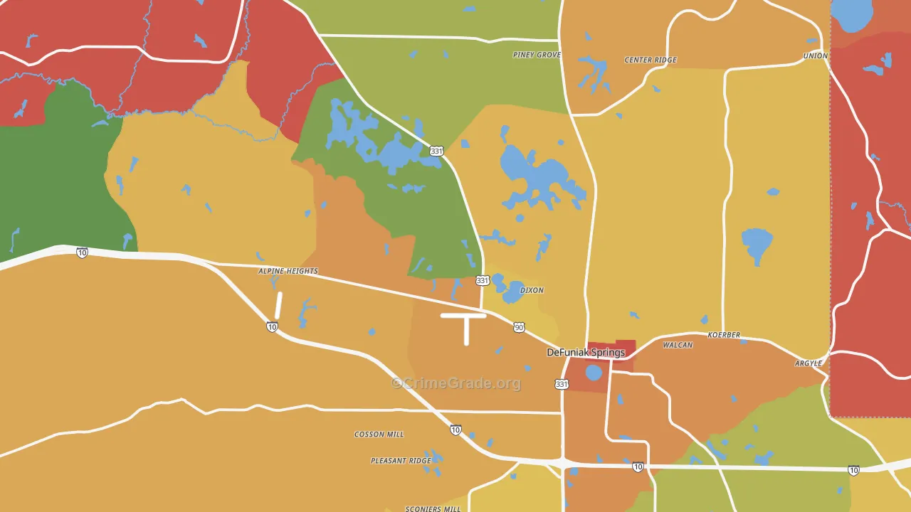 DeFuniak Springs, FL Map of Drug-Related Crime Rates