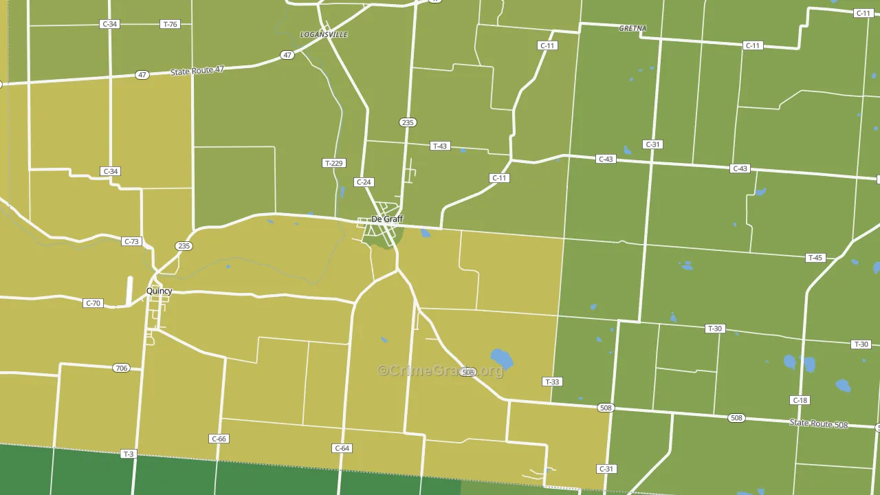 DeGraff, OH Map of Drug-Related Crime Rates