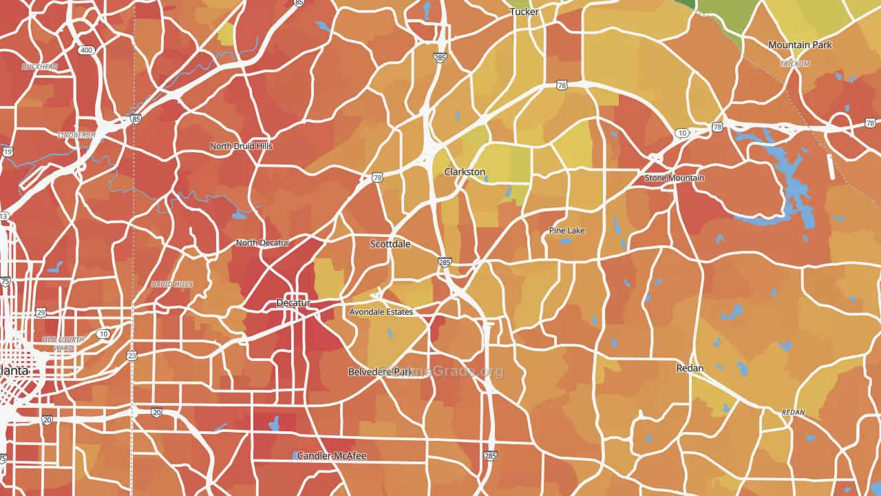 DeKalb County, GA Map of Drug-Related Crime Rates