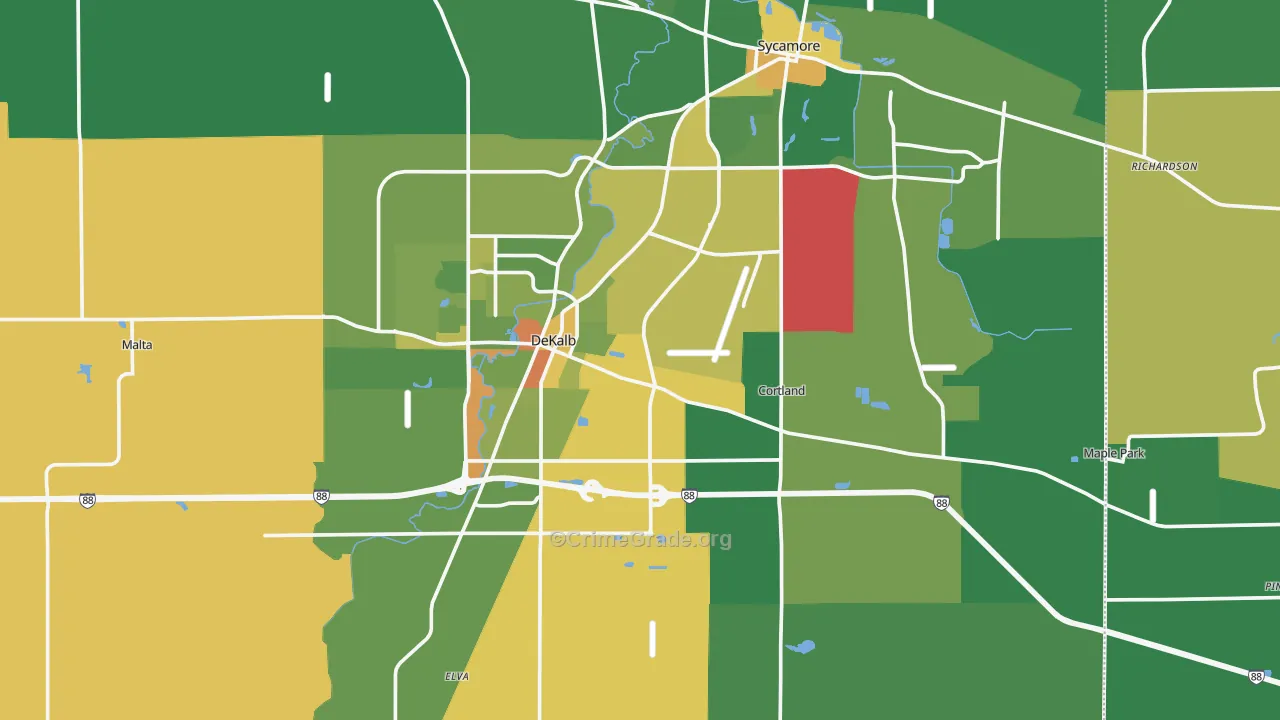 DeKalb County, IL Map of Drug-Related Crime Rates