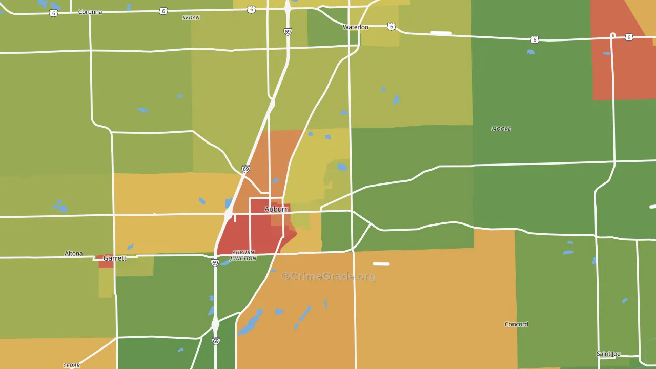 DeKalb County, IN Map of Drug-Related Crime Rates