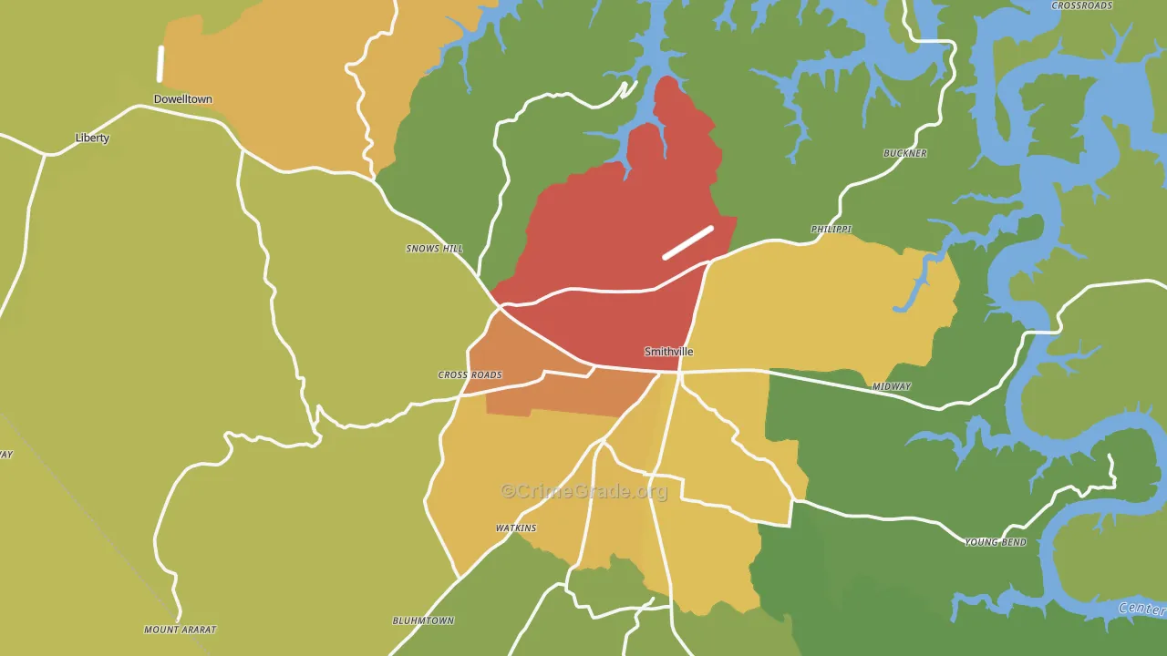 DeKalb County, TN Map of Drug-Related Crime Rates