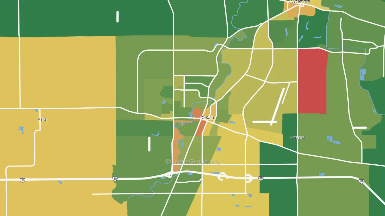DeKalb, IL Map of Drug-Related Crime Rates