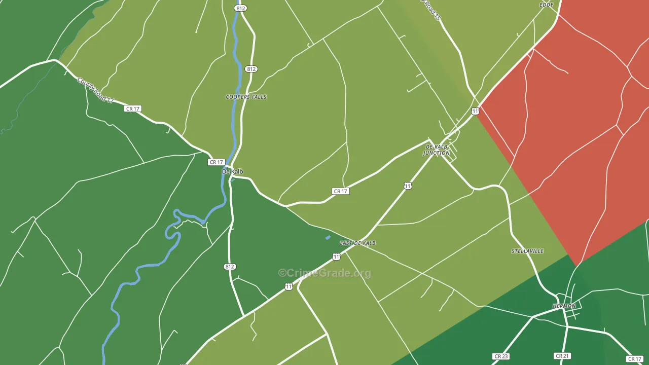 DeKalb Junction, NY Map of Drug-Related Crime Rates