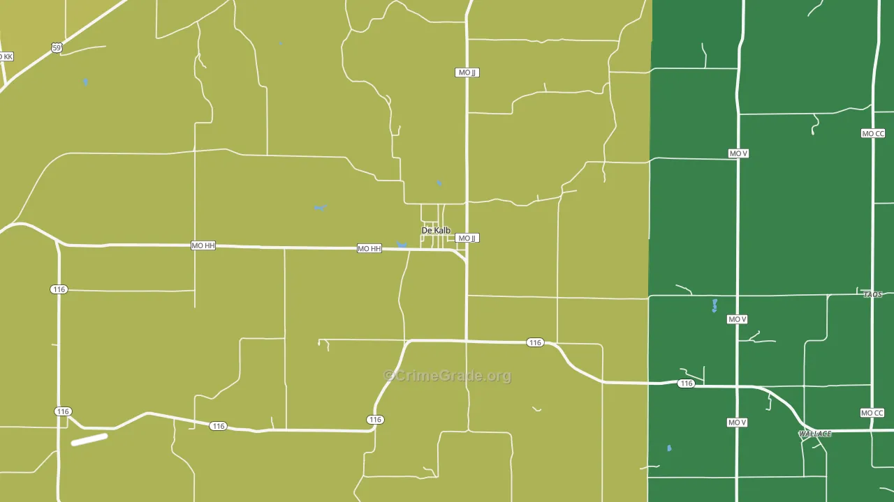 DeKalb, MO Map of Drug-Related Crime Rates