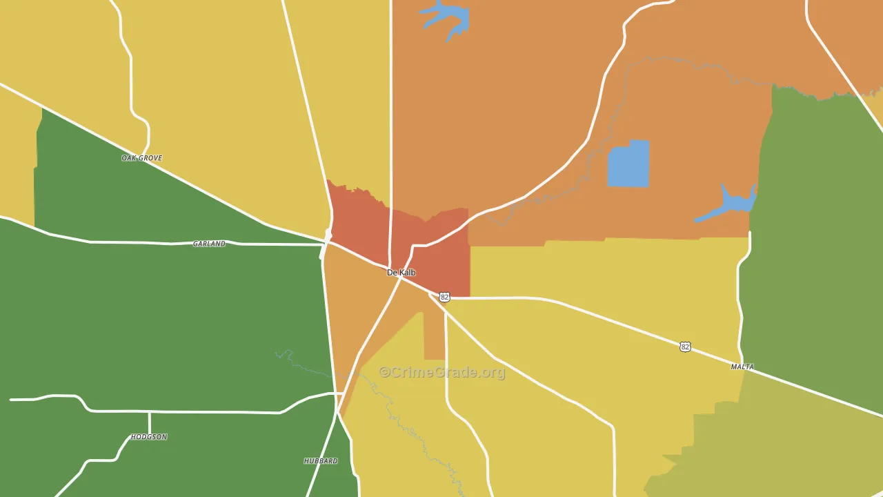 DeKalb, TX Map of Drug-Related Crime Rates