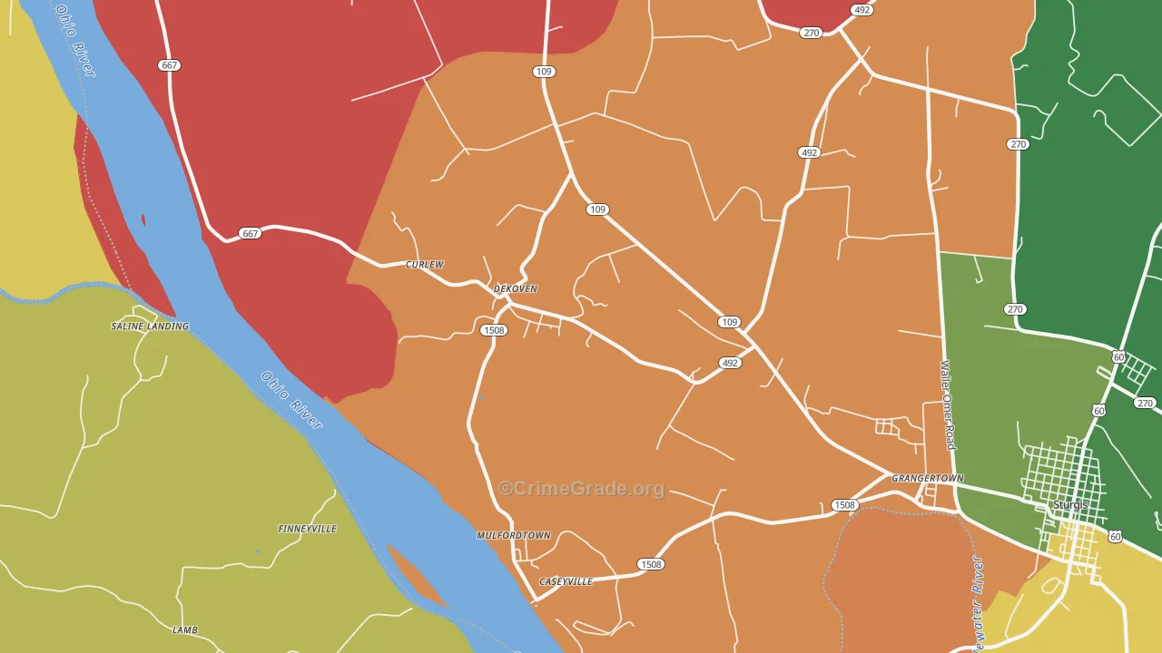 DeKoven, KY Map of Drug-Related Crime Rates