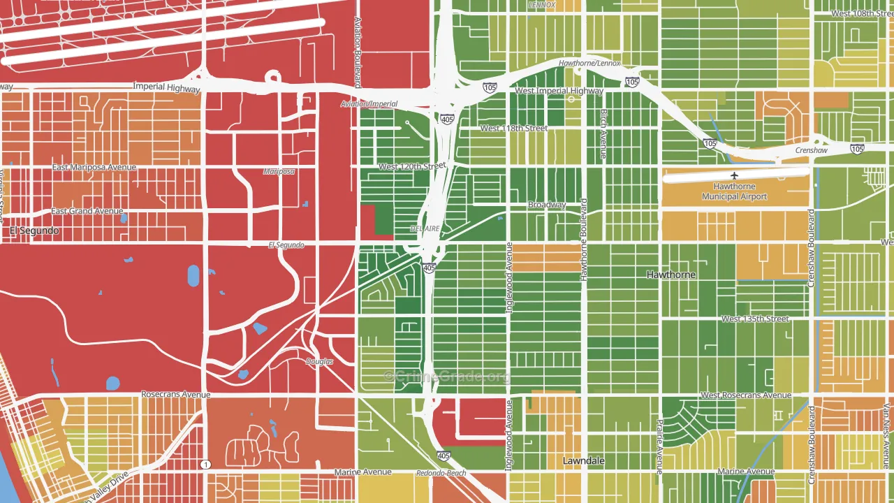 Del Aire, CA Map of Drug-Related Crime Rates