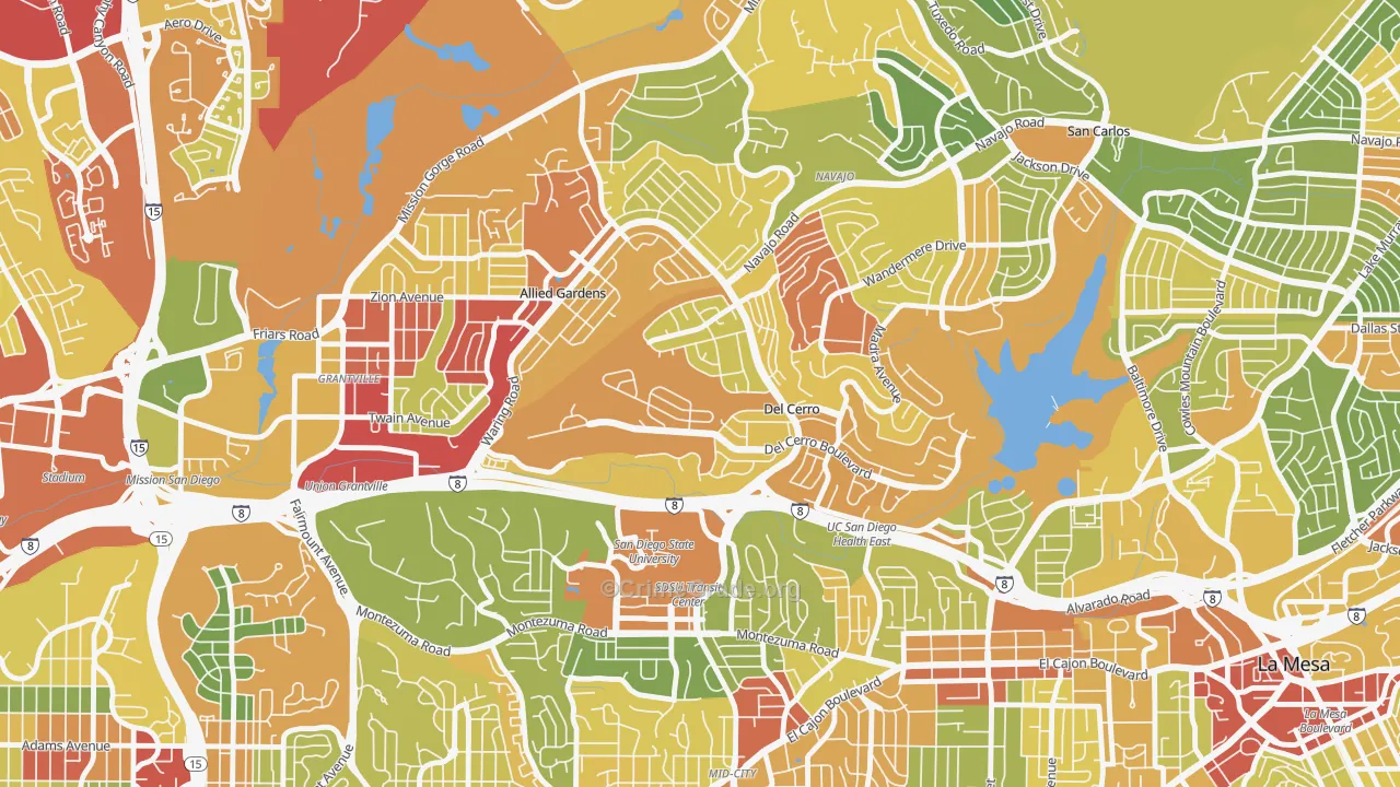 Del Cerro, San Diego, CA Map of Drug-Related Crime Rates