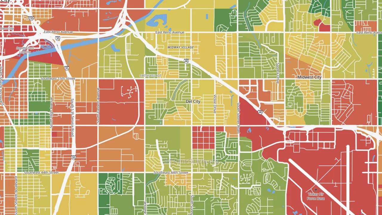 Del City, OK Map of Drug-Related Crime Rates