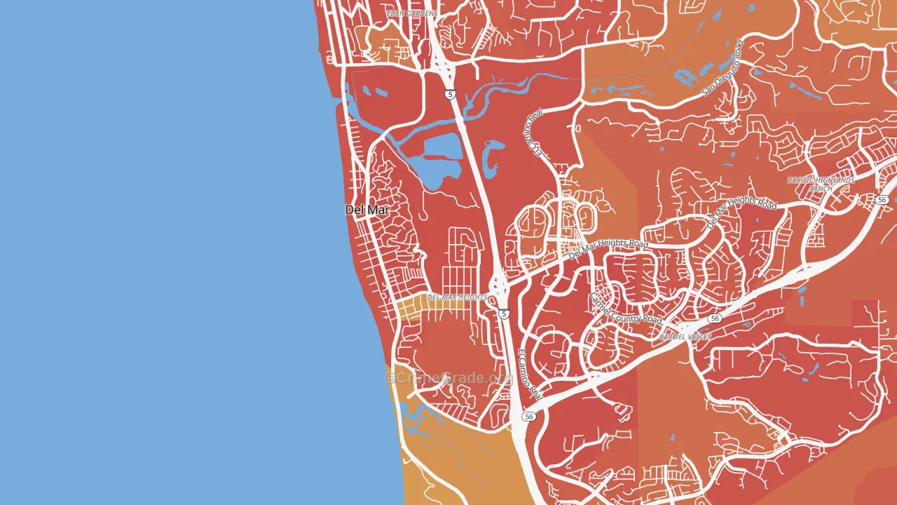 Del Mar, CA Map of Drug-Related Crime Rates