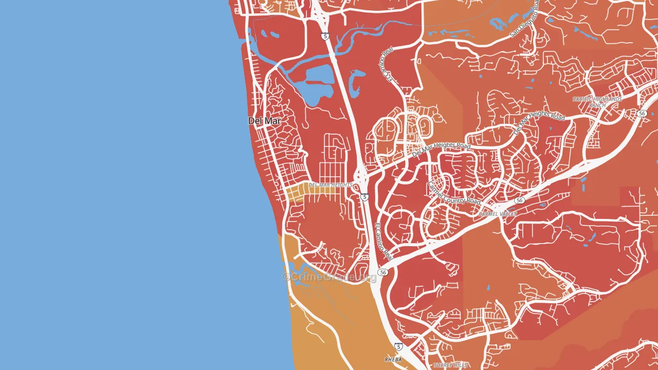 Del Mar Heights, Del Mar, CA Map of Drug-Related Crime Rates