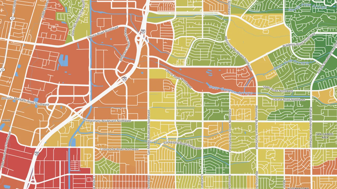 Del Norte, Albuquerque, NM Map of Drug-Related Crime Rates