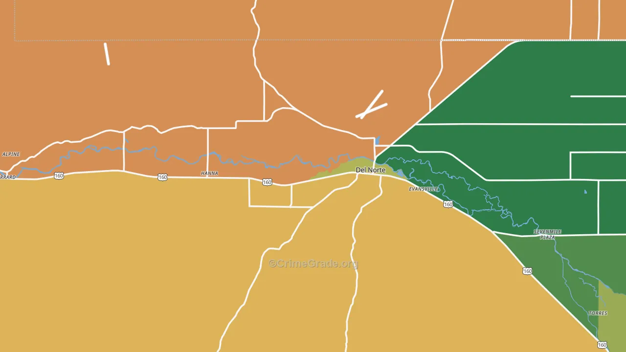 Del Norte, CO Map of Drug-Related Crime Rates
