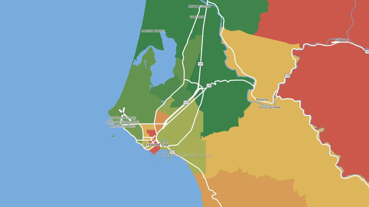 Del Norte County, CA Map of Drug-Related Crime Rates