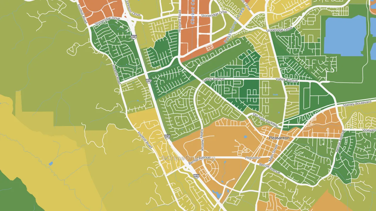 Del Prado, Pleasanton, CA Map of Drug-Related Crime Rates