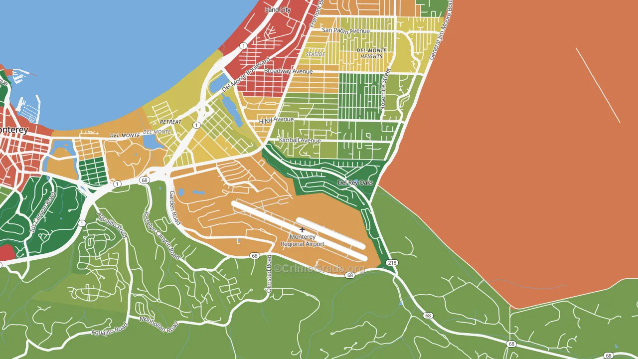 Del Rey Oaks, CA Map of Drug-Related Crime Rates