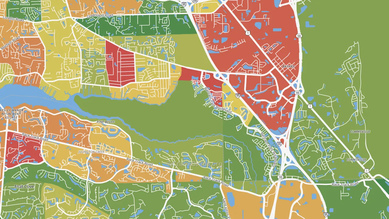 Del Rio, Jacksonville, FL Map of Drug-Related Crime Rates